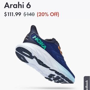 Hoka Women's Arahi 6 Blue Athletic Shoes